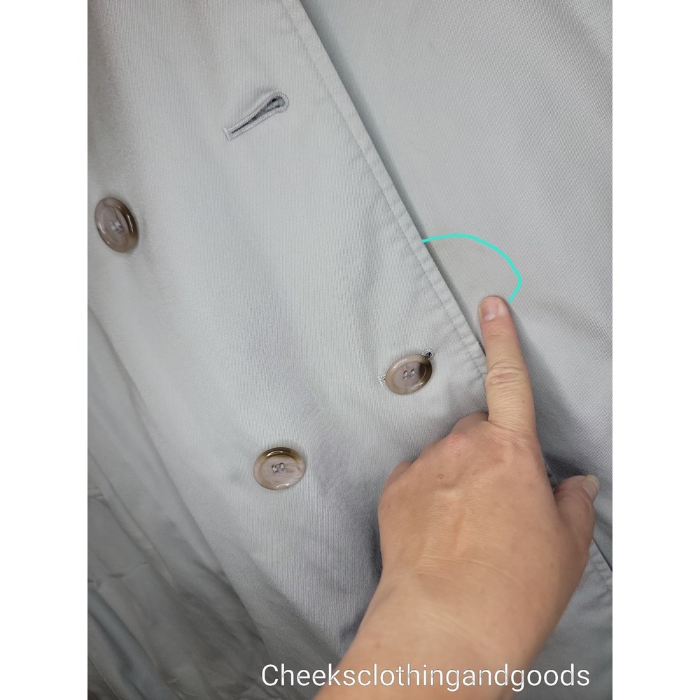 Burberrys Vintage Trench Coat Beigh Double Breasted Nova Check Belted England 14 - Picture 7 of 15